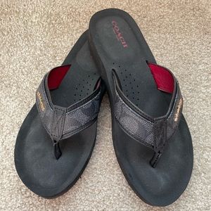 Coach Judy Thong Flip Flop Black Sandals